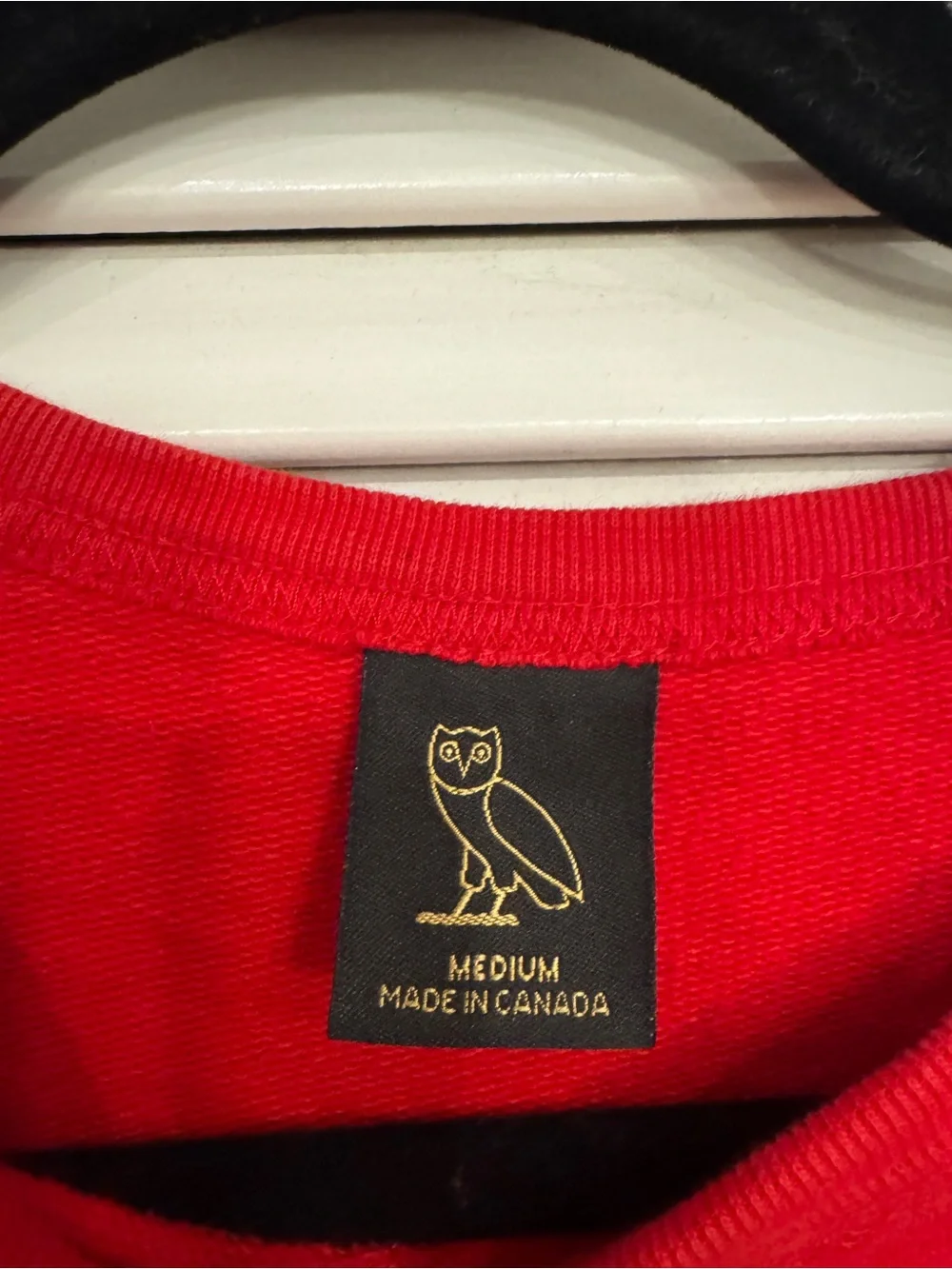 OVO Red Crewneck Sweater with Crest Patch